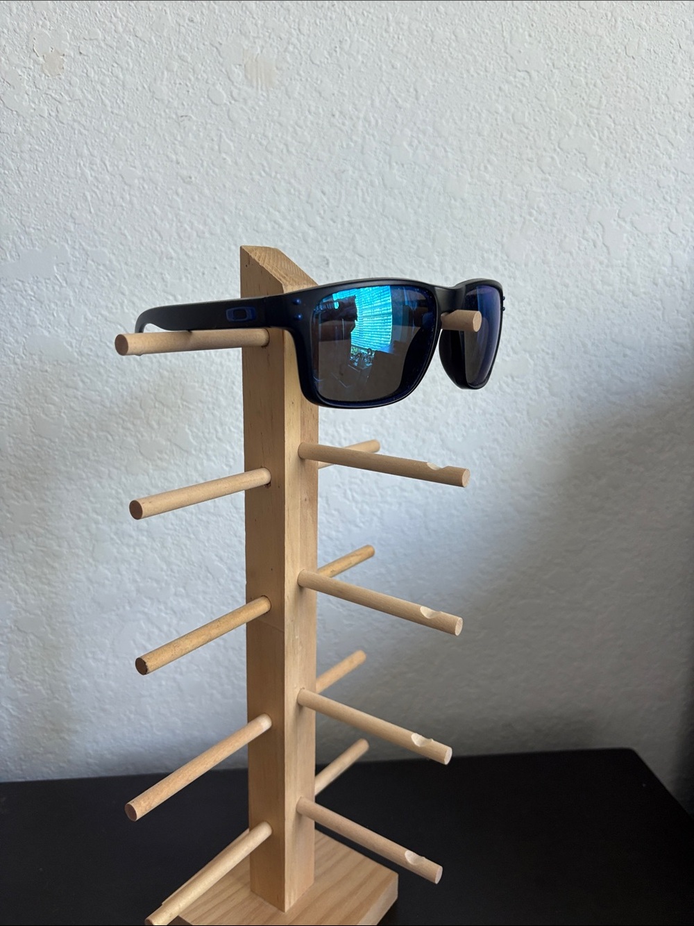 Oakley Black Sunglasses with Blue Mirrored Lenses